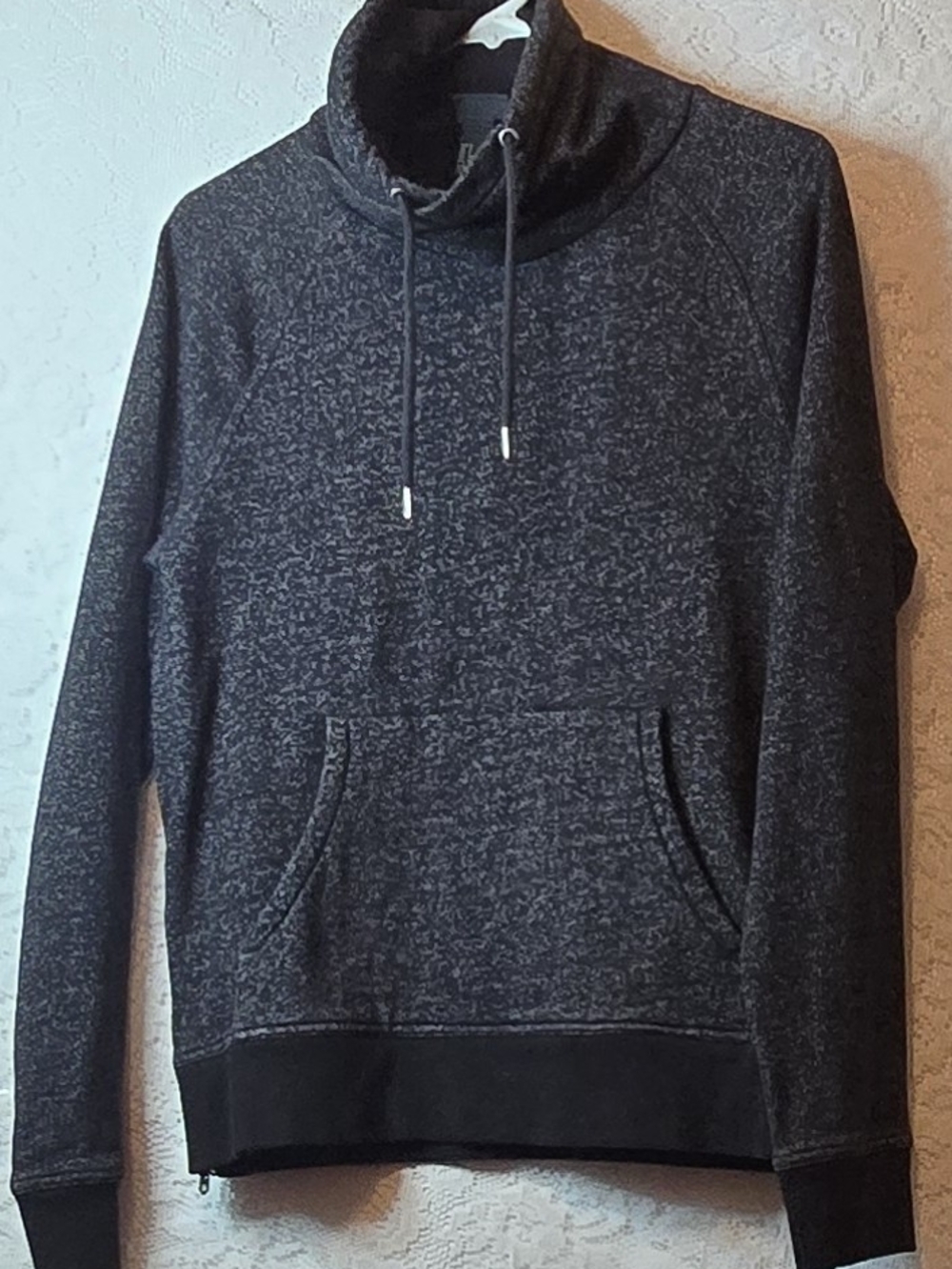 ​H&M Dark Heather Grey Knit Cowl Neck Pullover Hoodie - Size Small - Picture 2 of 6
